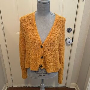 American Eagle Outfitters Mustard Orange Knit Cardigan Large